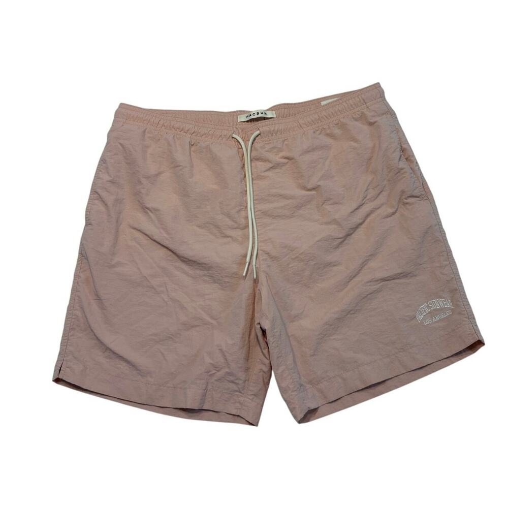 Pacsun Light Pink Swim Trunks Men’s Large Elastic Waist Drawstring 6.5” Inseam